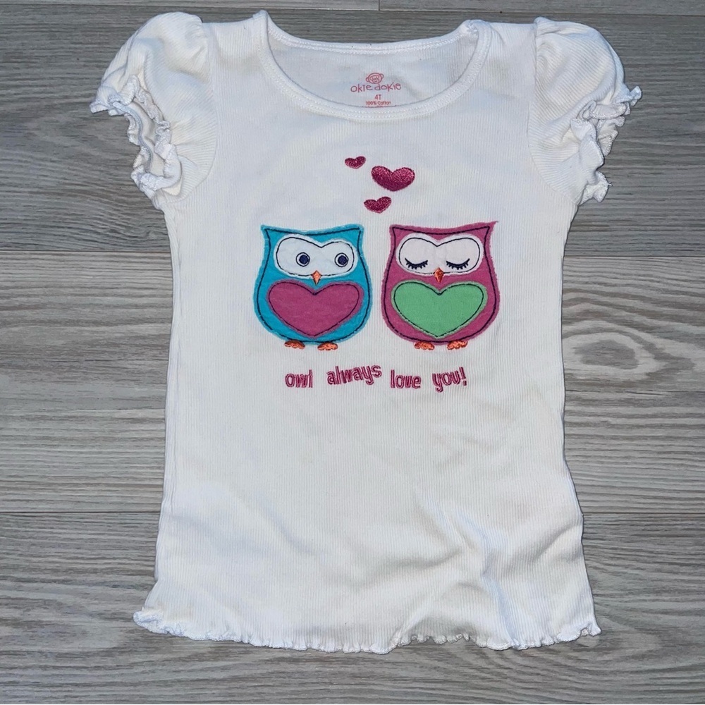 ⭐Baby Girls Owl “Always Love You” T-Shirt Size 4T⭐